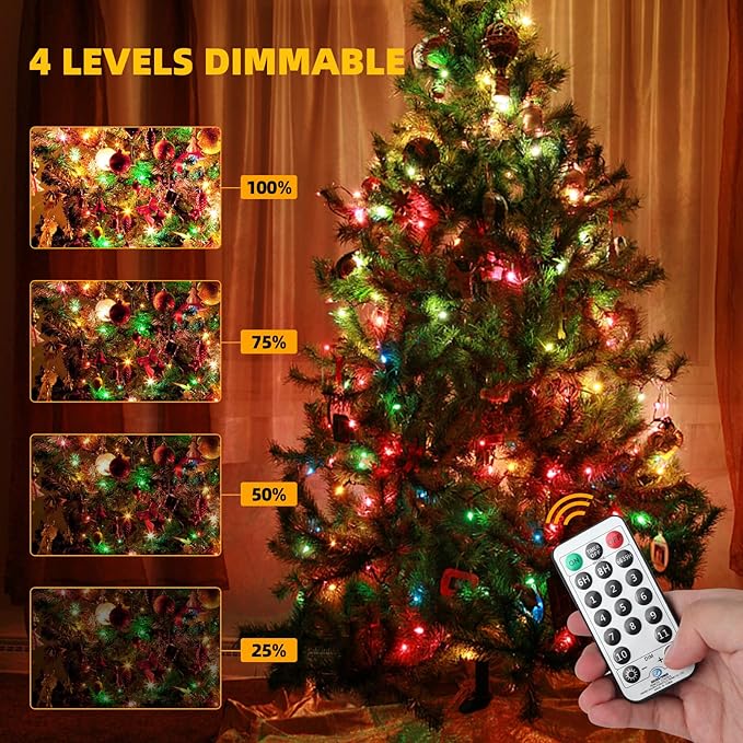 1000 LED 328ft 11 Modes with Timer Remote Christmas String Lights IP55 Outdoor Waterproof UL Certificated Indoor Fairy Lights Garden Patio Christma Trees Parties Wedding Decoration Two-Color
