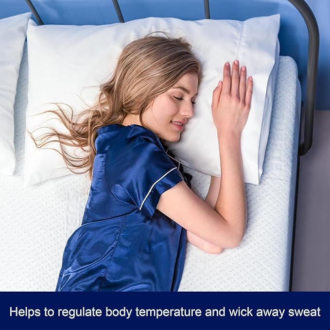 Subrtex 3 Inch Mattress Topper Cover (Only Cover) Mattress Topper Protector Bedding Rayon Made from Bamboo Removable Mattress Encasement with Zippers, Twin