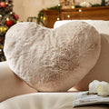 YRXRUS Heart Pillows, Love Heart Shaped Pillow, Small Cute Beige Heart Pillows for Gifts, Faux Rabbit Throw Pillows for Her, Kids, Girls Home Decoration, 10X11 Inch