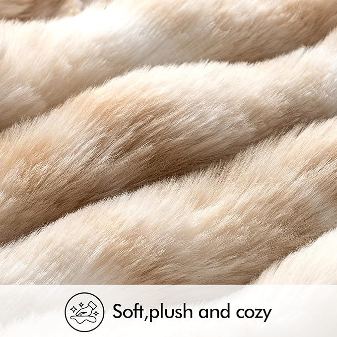 MIULEE Pack of 2 Decorative Pillow Covers Thick Soft Plush Faux Fur Throw Pillows Luxury Home Decor for Couch Bedroom Living Room Sofa,18x18 Inch White-Beige
