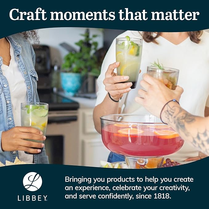 Libbey Classic Rocks and Tumbler Glasses Set of 16, Smoke Hue, Lead-Free Water Glasses, Dishwasher Safe Drinking Glasses Set
