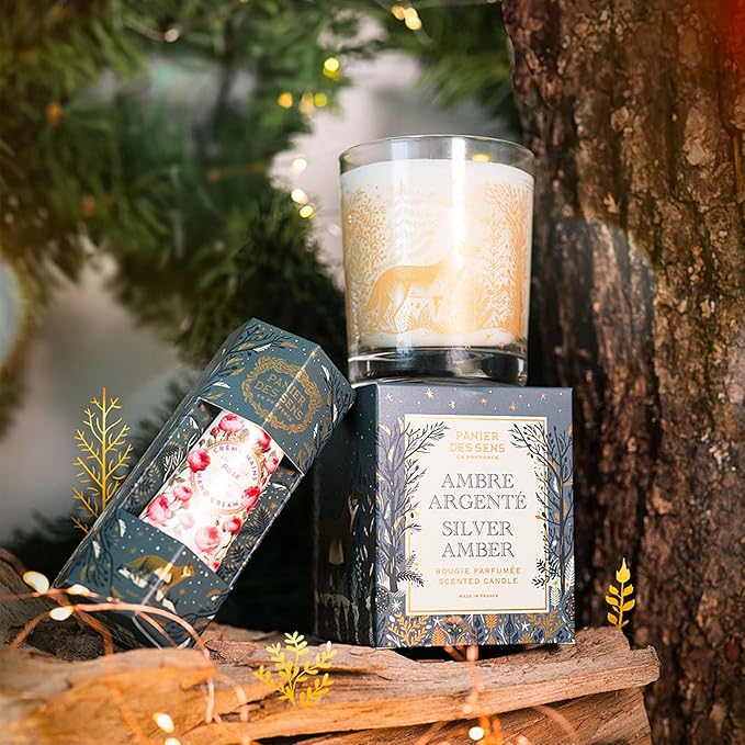 Panier des Sens – Silver Amber Candle – Christmas Clearance Scented Candles – Long Lasting Scented Candles for Home – Winter Candle – 100% Natural Cotton Wick – Decorative Home Gifts - 6.3 oz