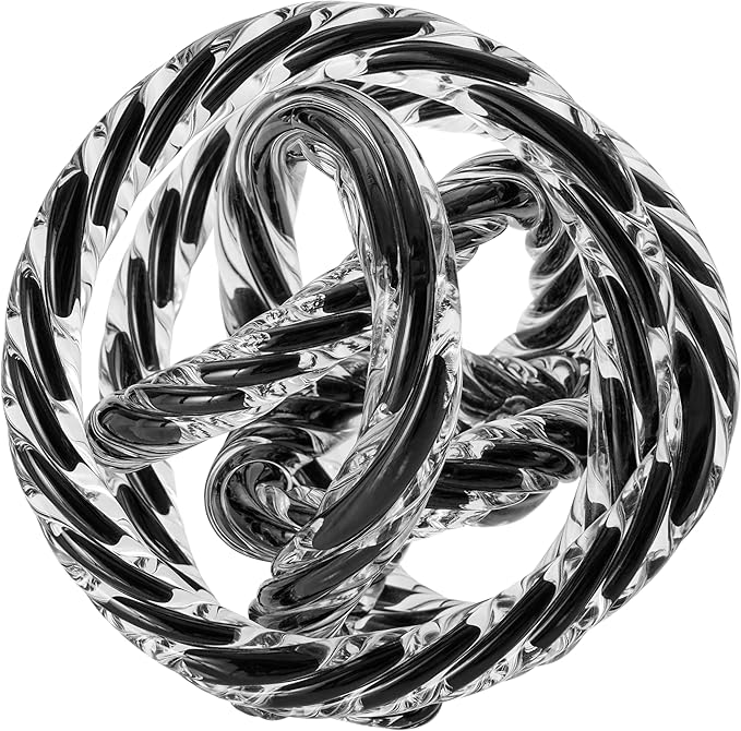 Danya B Nox Modern Glass Knot Loop Abstract Tabletop Sculpture - Smooth Light Purple or Textured Black Rope (Textured Black Rope)