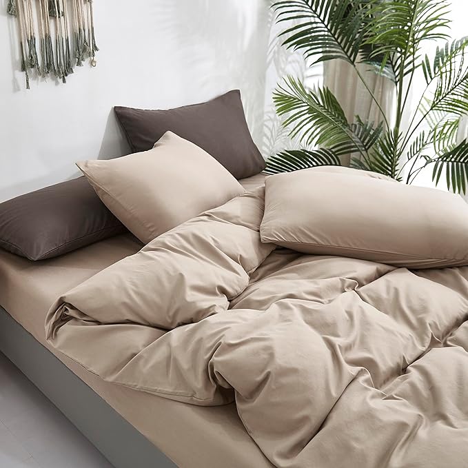 KAREVER Deep Champagne Comforter Set Cal King Cream Coffee Bedding Set Beige Blanket California King Women Men Breathable Comforter Set Cal King Taupe Bed Set