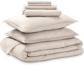 Bare Home Bed-in-A-Bag 7 Piece Comforter & Sheet Set - Full - Goose Down Alternative - Ultra-Soft 1800 Premium - Bed Set - Cationic (Full, Heathered Pebble)