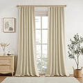 Pinch Pleated Linen Blackout Curtains 108 Inches Long 2 PCs, Pinch Pleat Linen Curtains for Living room with Hooks, Extra Long Thermal Insulated Window Panels for Villa, Natural Beige,42W x 108L