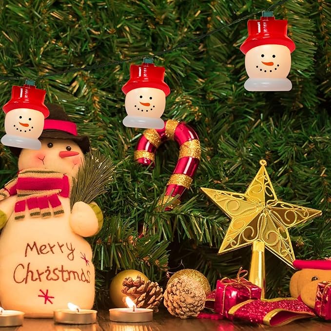 10-Light LED Christmas Snowman String Lights - Waterproof & UL Certified - Perfect for Outdoor and Indoor Use - Ideal for Christmas Tree, Bedroom, Door, Party Decoration