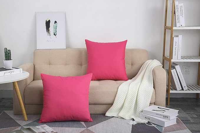 TangDepot Handmade Decorative Solid 100% Cotton Canvas Throw Pillow Covers/Pillow Shams, (28" x28" , Hot Pink, 1 Count (Pack of 1))