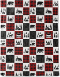 Christmas Decorative Blanket, Bear Deer with Cabin Tree Plaid Truck Print Throw Decoration, Soft Flannel Winter Blankets for Couch Bed Sofa, Holiday Home Decor, Xmas Festival Gifts 60x80 Inch