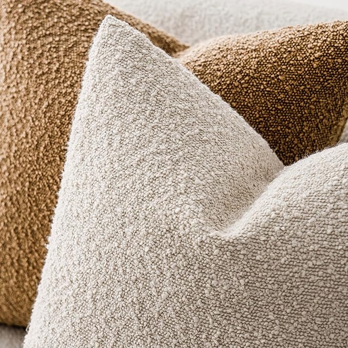 Foindtower Decorative Textured Boucle Throw Pillow Covers Accent Solid Pillow Cases Neutral Long Body Lumbar Couch Cushion Case for Chair Sofa Bedroom Living Room Home Decor 14x36 Inch,1PC,Light Beige