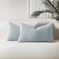 HAUSSY Set of 2 12x20 Decorative Throw Pillow Covers, Soft Cozy Textured Boucle Lumbar Pillow Cases, Home Decor for Couch Bed Living Room, Dusty Blue