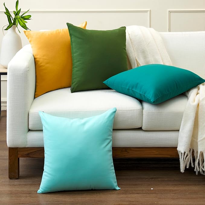 Encasa XO Throw Pillow Covers 18x18 in Set of 2 Mango | No Inserts | Cotton Pillow Covers for Living Room, Bed, Sofa, Couch | Decorative Cushion Covers with Improved Zippers