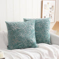 HPUK Leaf Cut Velvet Throw Pillow Covers Pack of 2, 18x18 Inch Accent Cushion Covers for Living Room, Bedroom, Decorative Pillow Covers for Couch, Sofa, Chair, Mint