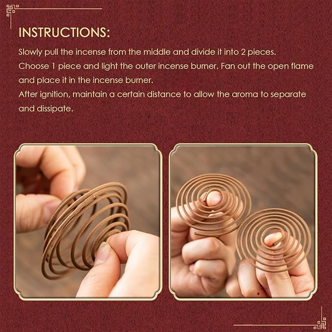 Natural Aisan Coils Incense,40 Pieces Fine Quality Insence for Purification, Relaxation, Positivity, Yoga, Meditation -Pear Insense