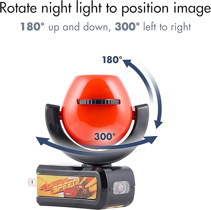 Projectables Pixar Cars LED Kids Night Light, Plug-In, Projector, Dusk-to-Dawn, Lightning McQueen, Galaxy Light, Hallway, Bedroom, Nursery, Playroom, Gaming Room, 11740
