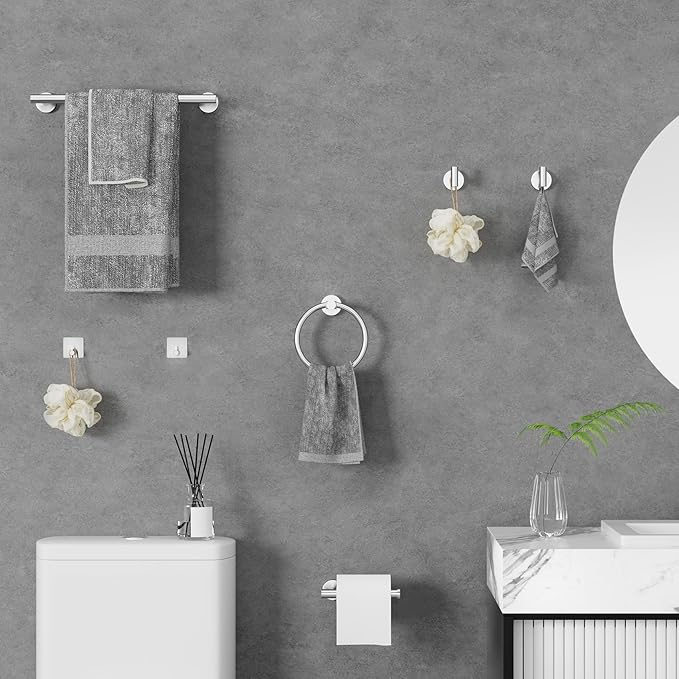 14-Piece Bathroom Hardware Set, Brushed Nickel Stainless Steel, Wall-Mounted Towel Racks