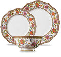 ACMLIFE Bone China Dinnerware Set for 4, 12-Piece Vintage Floral Dinnerware Set, Kitchen Plates and Bowls Set, Christmas Gifts for Women (Pink)