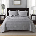 Homcosan 3-Piece Queen Size Quilt Set with Pillow Shams, Stone-Washed Microfiber Bedspread/Coverlet/Bed Cover -Soft and Lightweight (90x98 Inches,Grey)