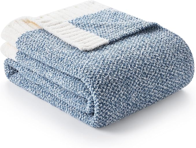 Snuggle Sac Heather Blue Bed Blanket Oversized Twin XL 66x90, Super Soft Warm Blankets for Bed, Living Room, Luxurious Microfiber Blanket Dupes, Heather Blue, 66x90