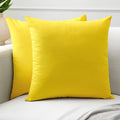 Encasa XO Throw Pillow Covers 16x16 in Set of 2 Sunbeam Yellow | No Inserts | Cotton Pillow Covers for Living Room, Bed, Sofa, Couch | Decorative Cushion Covers with Improved Zippers
