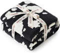 Snuggle Sac Cow Pattern Throw Blanket for Couch - Ultra Soft Microfiber Blanket, Plush Warm Reversible Blanket, Cow Jacquard Knitted Throw for Sofa & Bed, Black Cow, 50x60 inches