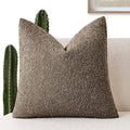 Foindtower Decorative Textured Boucle Throw Pillow Covers Accent Solid Pillow Cases Neutral Soft Cozy Couch Cushion Case for Chair Sofa Bedroom Living Room Home Decor 16x16 Inch,1PC,Light Brown