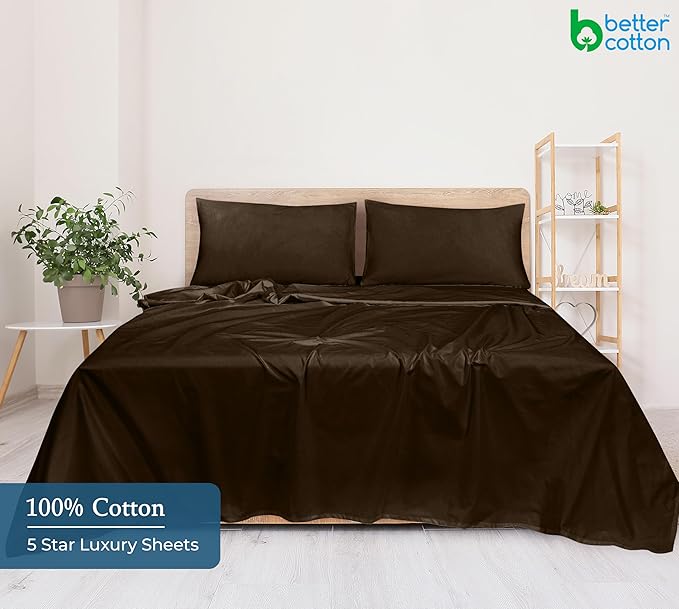 400 Thread Count 100% American Grown Cotton Chocolate Flat Sheet Only - Cooling Sheets - Luxury Sateen Weave - Full Size Flat Sheet Sold Separately - Super Soft Cotton Top Sheets (Full, Hazel Nut)