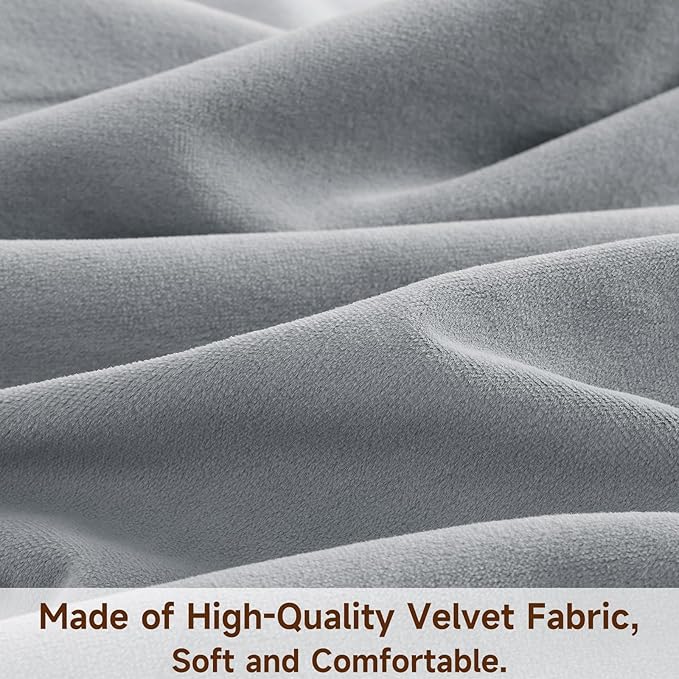 Mecatny Set of 4 Velvet Throw Pillow Covers 20x20, Soft Neutral Accent Decorative Couch Pillow Covers for Sofa Bedroom Living Room, Grey/Beige