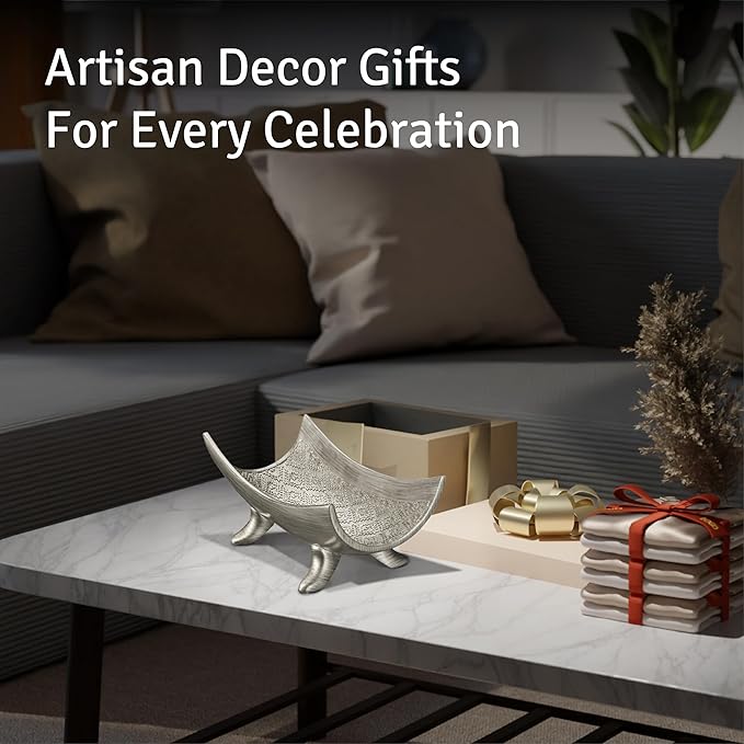Creative Scents Dublin Silver Decorative Bowl – Centerpiece Table Decorations, Home Décor, Decor Tray for Coffee Table Decor, Living Room Centerpiece, Key/Candy Bowl for Entry Table Decorations