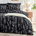 MUXHOMO Black King Comforter Set, Elegant Floral Print Bed in a Bag 7 Pieces, Ultra Soft & Breathable Reversible Botanical Pattern Bedding Set with Comforter, Sheets, Pillowcases, and Shams