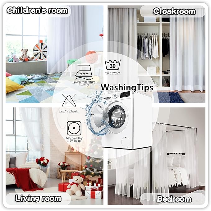 MYSKY HOME 72 Inch Long Purple Pom Pom White Sheer Curtains for Bedroom Nursery Curtains for Baby Room Door Curtains for Doorway 2 Panels Light Filtering Rod Pocket Semi Window Drapes 52 x 72 inch