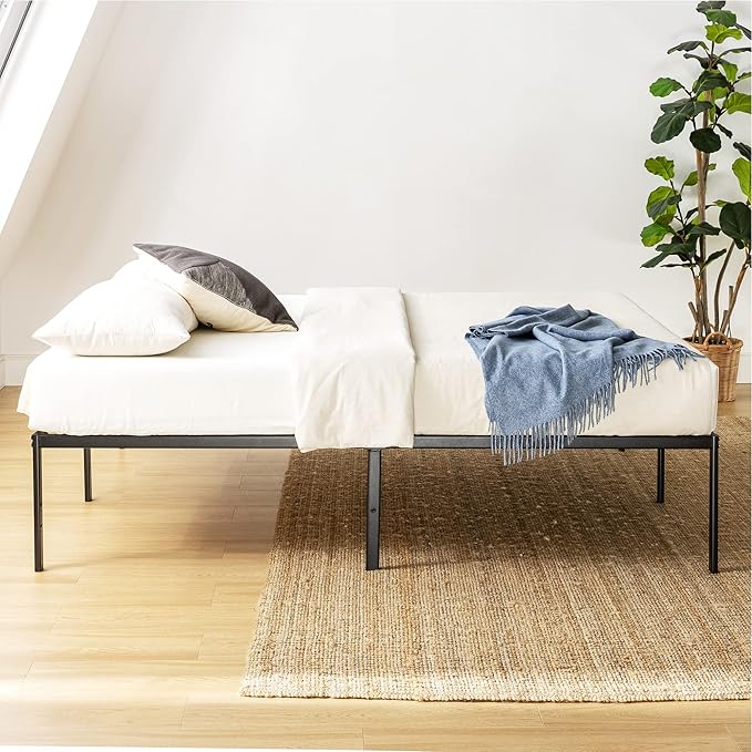 Best Price Mattress 16 Inch Metal Platform Bed Frame, Heavy Duty Steel Slats, Black, Full (SPSC-16BK-F)