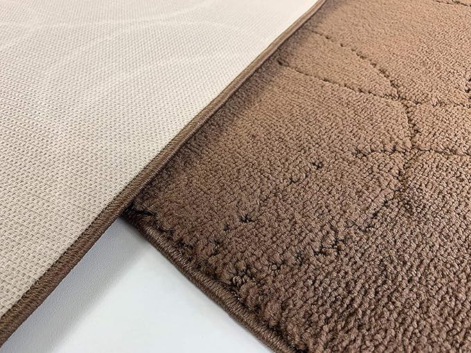 Custom Size Modern Geometric Pattern Carpet Runner Rug for Hallways, Slip Resistant Latex Rubber Backed, 31 inch Wide X Customized Length, Circles Brown, 31 inch X 10 feet
