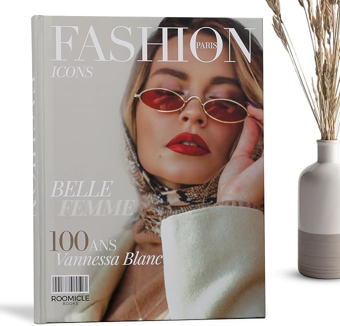 Fashion Decorative Books for Coffee Table - Designer Faux/Fake Books for Decoration - Enhance Your Coffee Table, Mantle & Bookshelf Decor - Book Decor Aesthetic Collection - Real Blank Pages Inside