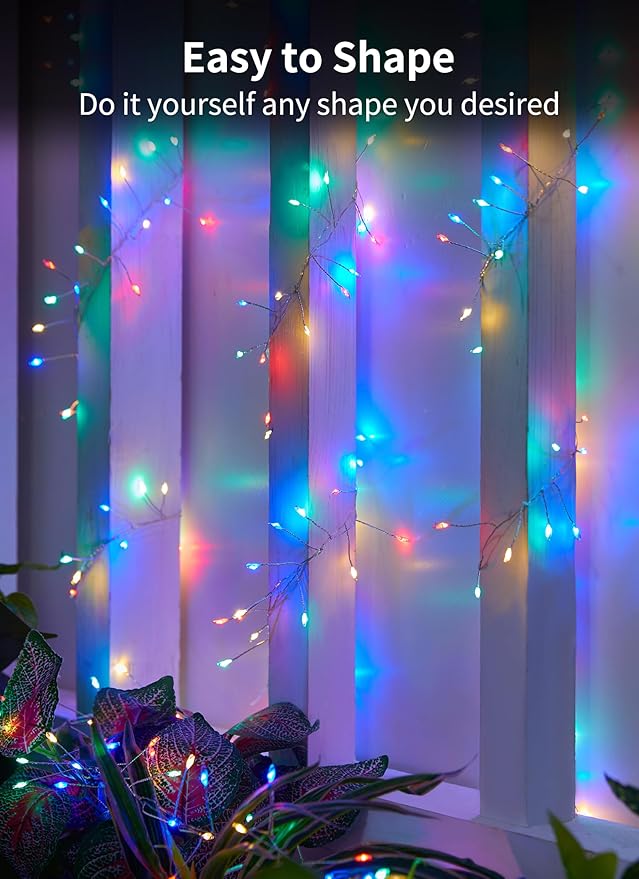 Outdoor Fairy Lights Battery Operated, Twinkle String Lights with Remote, 5 Feet 60 LEDs Firecracker Starry Lights for DIY Wreath Wedding Party Bedroom Mason Jar Holiday Christmas, Multicolor