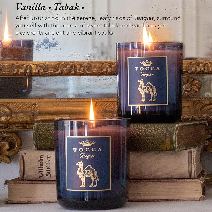 TOCCA Tangier 10oz Candle - Vanilla & Tabak Scented, Hand Poured Soy-Wax Blend with 100% Cotton Wick, 60 Hour Burn Time