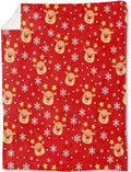 Cute Reindeer Christmas Decorative Throw Blanket, Snowflake Print Decoration, Soft Flannel Winter Red Blankets for Couch Bed Sofa, Holiday Home Decor, Xmas Festival Gifts 50x60 Inch