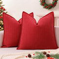 ZWJD Christmas Pillow Covers 24x24 Set of 2 Chenille Throw Red Cushion Covers with Elegant Design Soft and Luxurious Decorative Pillows for Couch, Bed, and Christmas Decor