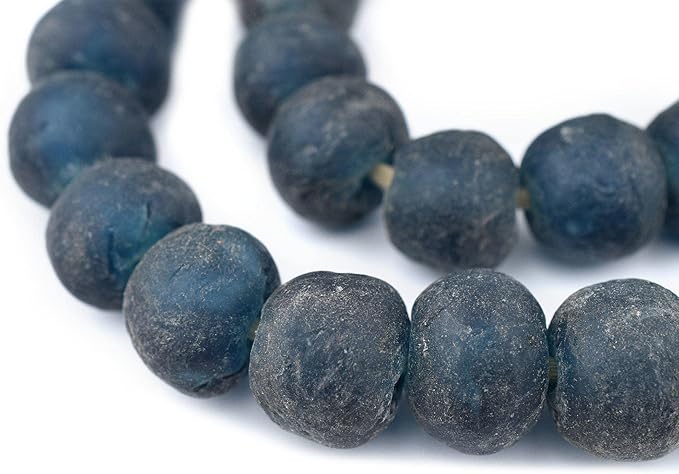 Jumbo Recycled Glass Beads, 21–25mm – African Sea Glass for Wall Hangings, Coffee Table Decor, Shelf Styling, and Home Accents – (Teal) – The Bead Chest