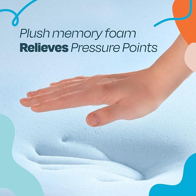 LINENSPA Memory Foam Mattress Topper - 3 Inch Gel Infused Memory Foam - Plush Feel - Cooling and Pressure Relieving - CertiPUR Certified - Dorm Room Essentials - Full XL Size