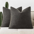 Woaboy Pack of 2 18x18 Inch Decorative Boucle Throw Pillow Covers Textured Square Pillowcaes Accent Solid Cozy Soft Cushion Covers Home Decor for Sofa Couch Living Room Home Decor,Dark Coffee