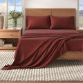 Great Bay Home Flannel Sheet Set Full Size - 100% Turkish Cotton, Double-Brushed, Winter Bed Sheets - Ultra-Soft, Cozy, 4-Piece Bedding Set (Cranberry)