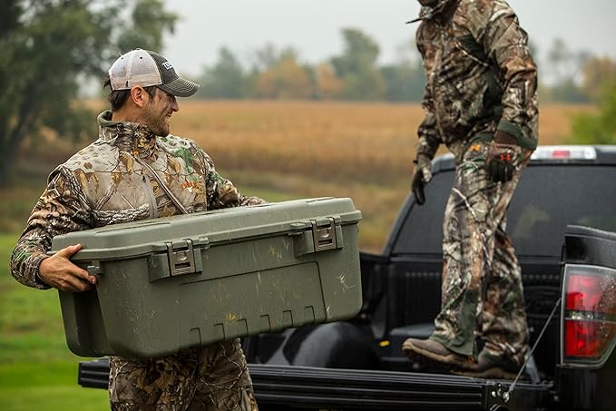 Plano Storage Trunk with Wheels, Green, 108-Quart, Lockable Storage Box, Rolling Airline Approved Sportsman Trunk, Hunting Gear and Ammunition Bin, Heavy-Duty Containers for Camping