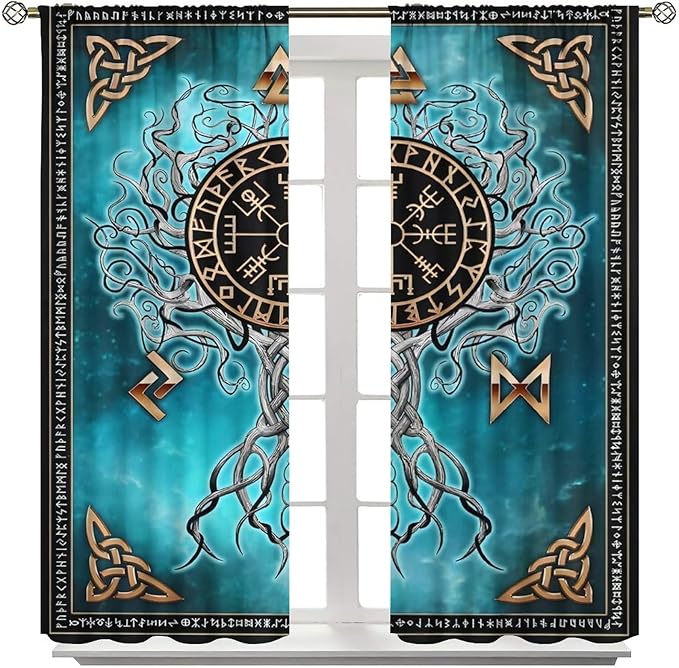 Viking Curtains Viking Totem Curtains Ancient Scandinavian Bedroom Living Room Decoration 2 Panel Groups W84 * L84 Inch