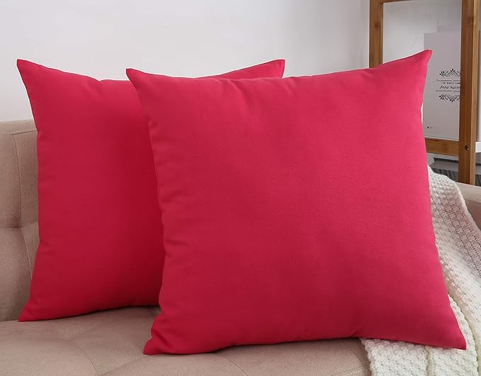 TangDepot Handmade Decorative Solid 100% Cotton Canvas Throw Pillow Covers/Pillow Shams, (28"x28", Watermelon Red), 1 Count (Pack of 1)