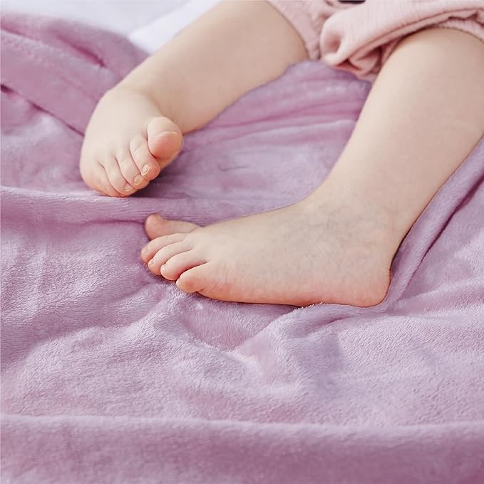 Bedsure GentleSoft Bedding Fleece Blanket for Girls and Boys - Soft Cozy Cute Small Throw Blankets for Travel, 43x55 Inches, Lilac