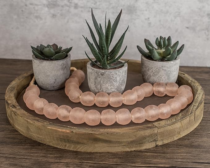 Jumbo Recycled Glass Beads, 21–25mm – African Sea Glass for Wall Hangings, Coffee Table Decor, Shelf Styling, and Home Accents – (Pink) – The Bead Chest