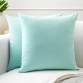 Encasa XO Throw Pillow Covers 20x20 in Set of 2 Egg Blue | No Inserts | Cotton Pillow Covers for Living Room, Bed, Sofa, Couch | Decorative Cushion Covers with Improved Zippers