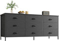 Huuger 9 Drawer Dresser, 55 Inch Dresser TV Stand for 55, 60 Inch TV, Entertainment Center with Drawers, for Bedroom, Closet, Black