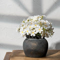 SIDUCAL Ceramic Flower Vase with Wide Mouth Lace, 5.1 Inch Pottery Rustic Farmhouse Boho Vases, Small Terracotta Vase for Home Decor, Table, Living Room, Bathroom, Shelf, Wedding, Bronze